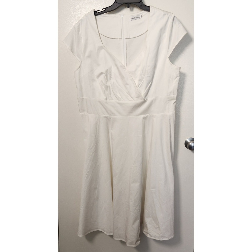 Bb Online Dress Women's White 3XL‎ Retro Vintage Cocktail Party Dress Cotton